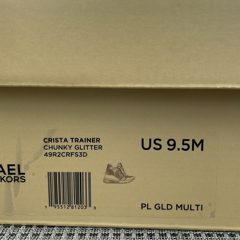 Michael Kors Crysta trainer pale gold chunky glitter wedge shoes sneakers 9.5 - Picture 5 of 10